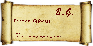 Bierer György névjegykártya