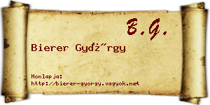 Bierer György névjegykártya